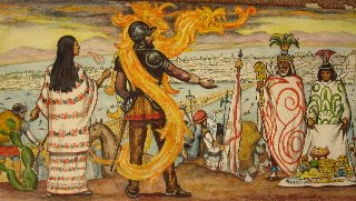 Corts y la Malinche, su amante e intrprete azteca